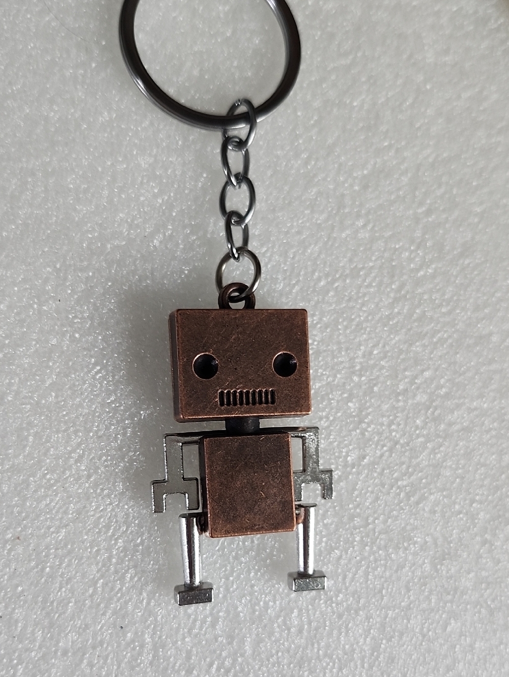 Bronze & Silver Toned Mini Robot Keychain